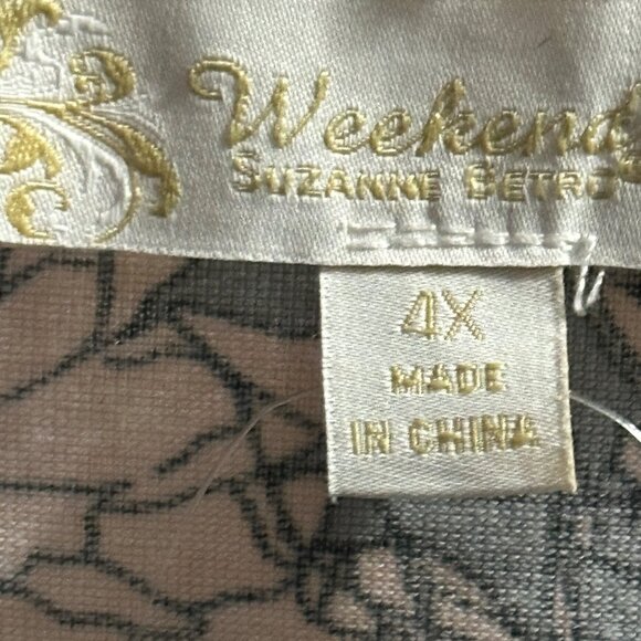 Weekend Suzanne Betro size 4X gray floral print 3/4 sleeve v neck tunic - Picture 4 of 6